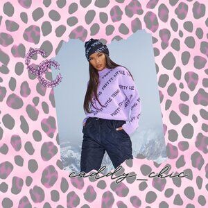 NWT Pretty Little Thing Sweater Lavender Logo Sweater Size L